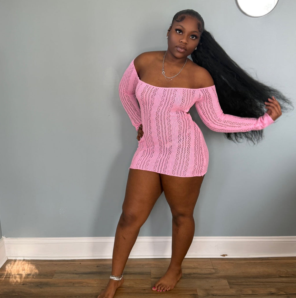 Pink Knitted Mini Dress